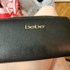 Bebe Black Zip-Around Wallet
